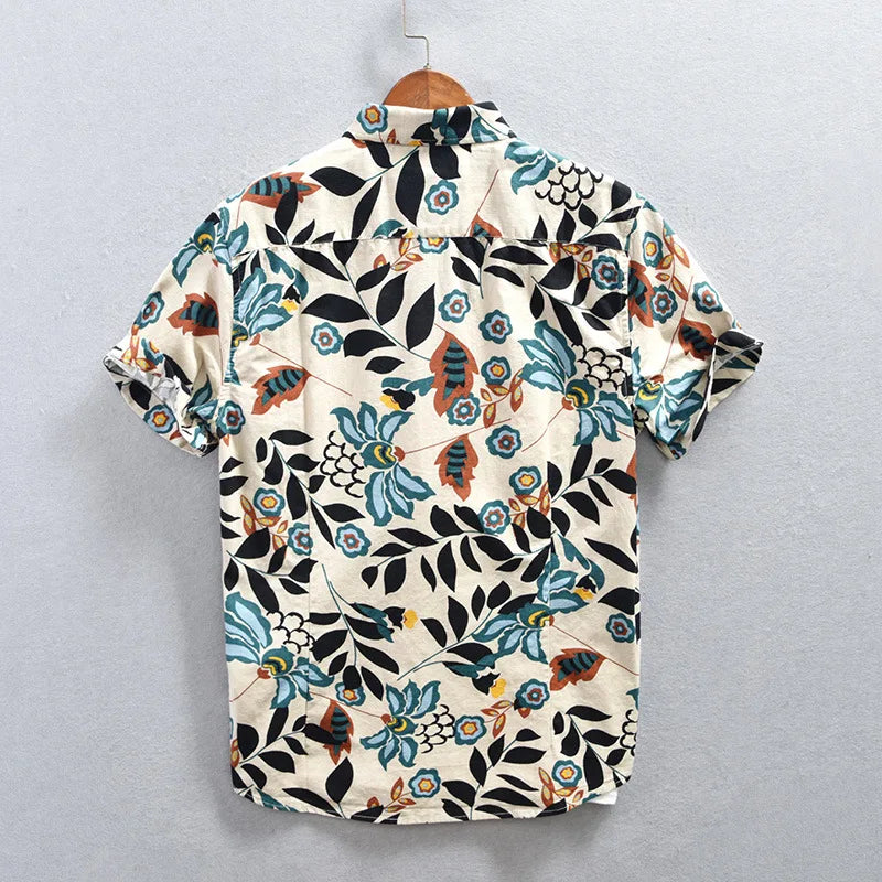 Tokyo Nightfall Shirt with Floral Pattern Inspired by Japanese Gardens