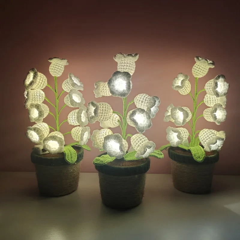 Halloween Cotton Rope Knitted Lily of the Valley Lamp Cozy for Spooky Autumn Home Decor