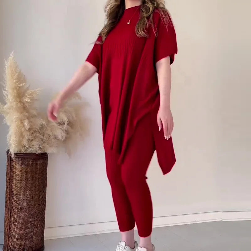 Ciara Two-Piece Soft Knitwear Set Knit Top and Pants Set