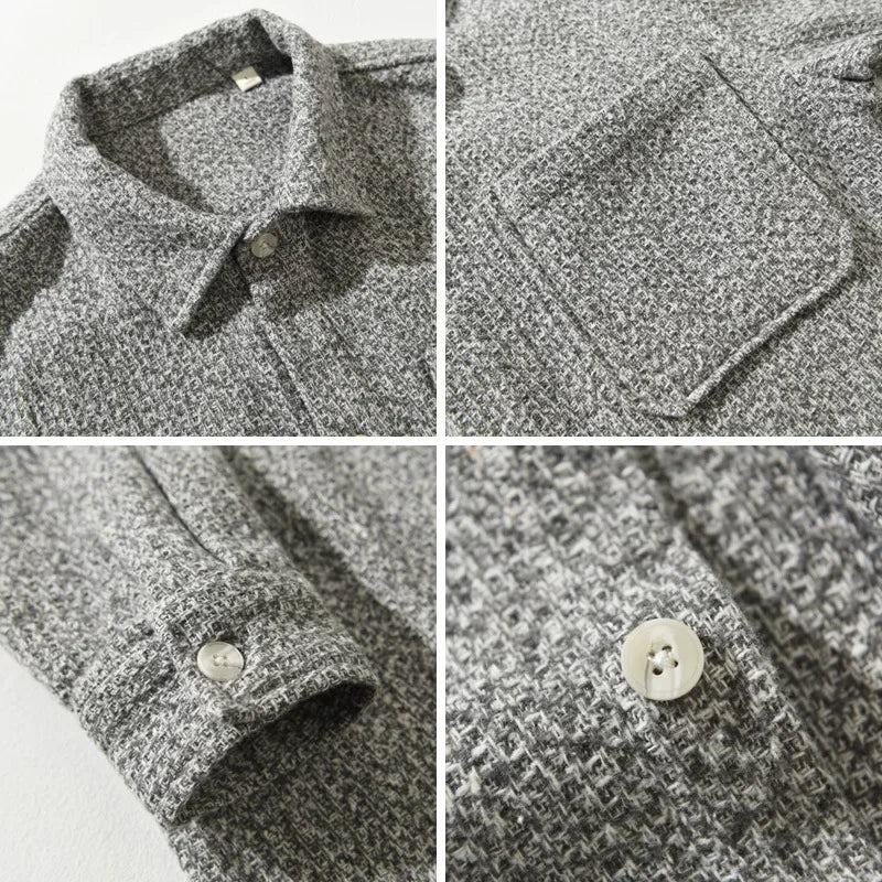 Alberto Knitted Boucle Button-Down Overshirt