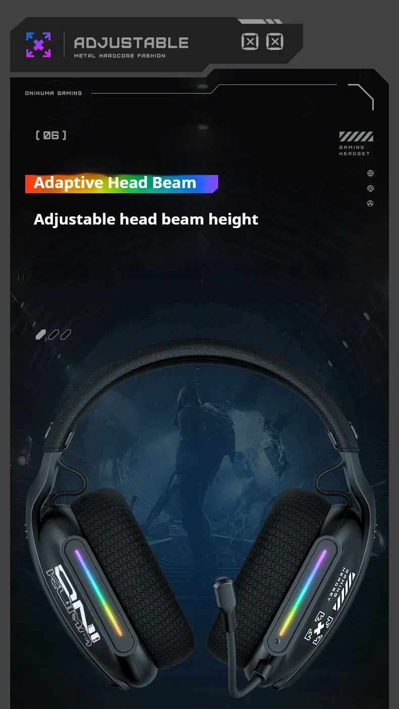 ONIKUMA | Wireless Gaming Headset with Bluetooth, 2.4G & Wired Connectivity