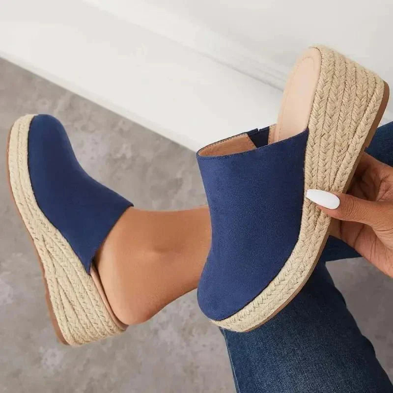 Women's Slip-On Espadrille Wedge Mule Sandals - Orthopedic Comfort