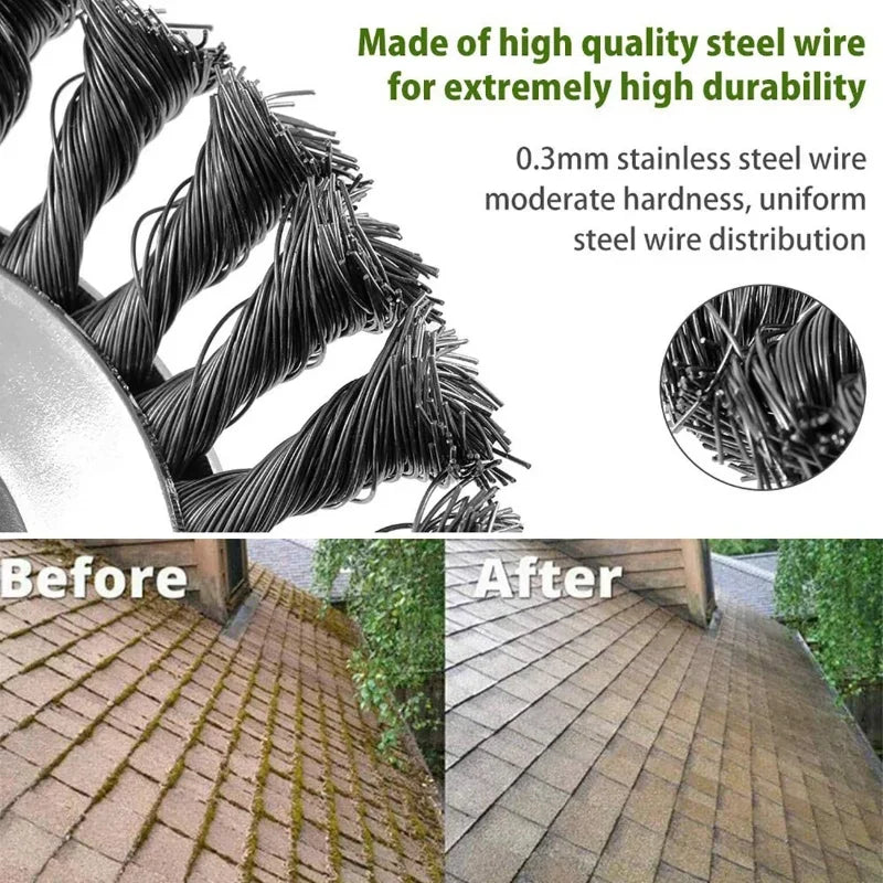 Universal Steel Wire Brush Trimmer Head - 6/8 Inch Lawn and Garden Brush Tool for Effective Grass Care