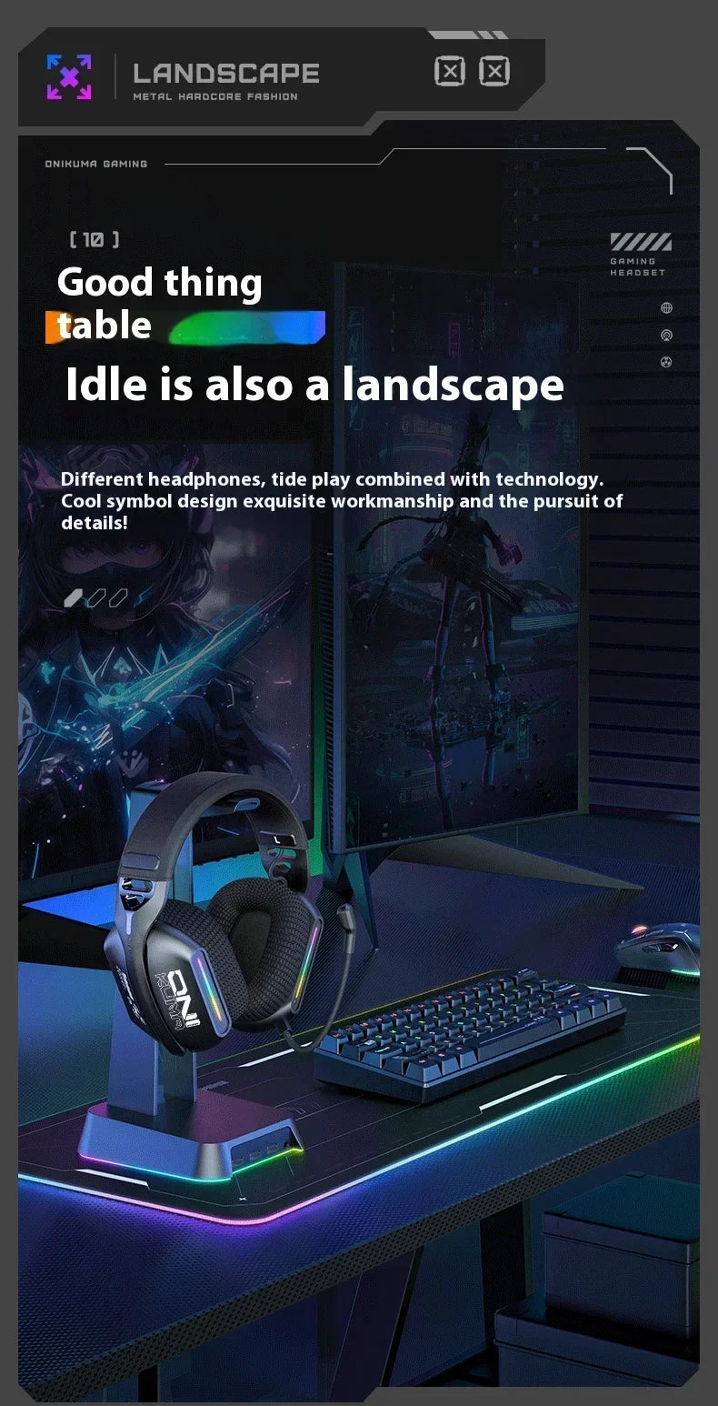 ONIKUMA | Wireless Gaming Headset with Bluetooth, 2.4G & Wired Connectivity