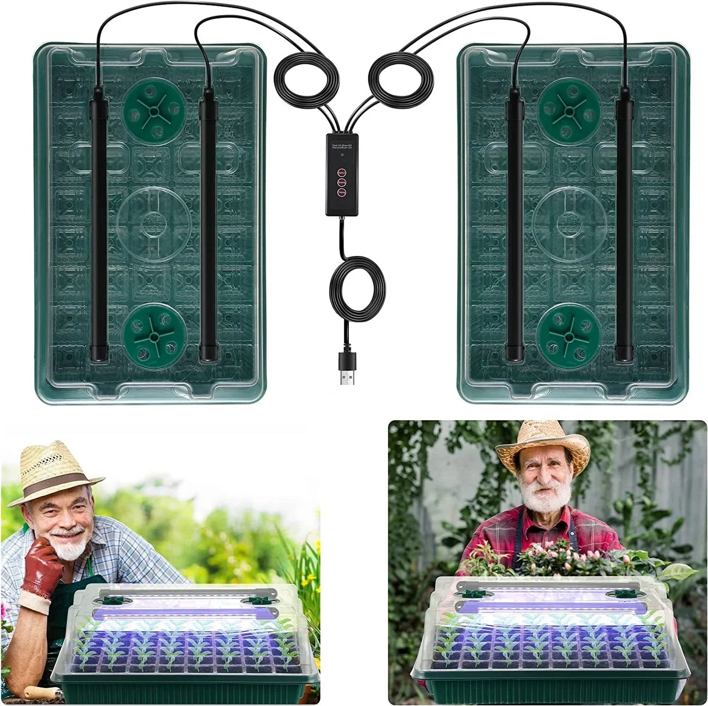 LED Grow Light Seed Starter Trays with High Dome - 80 Cell Seedling Kit, Smart Timer & Garden Tools for Home Gardening