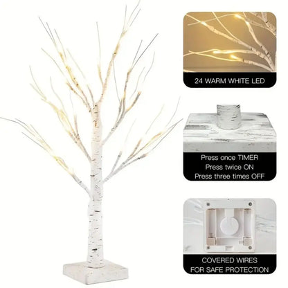 Halloween LED Birch Tree Lamp with USB & Battery Power – Illuminated Festive Decor for Seasonal Ambiance