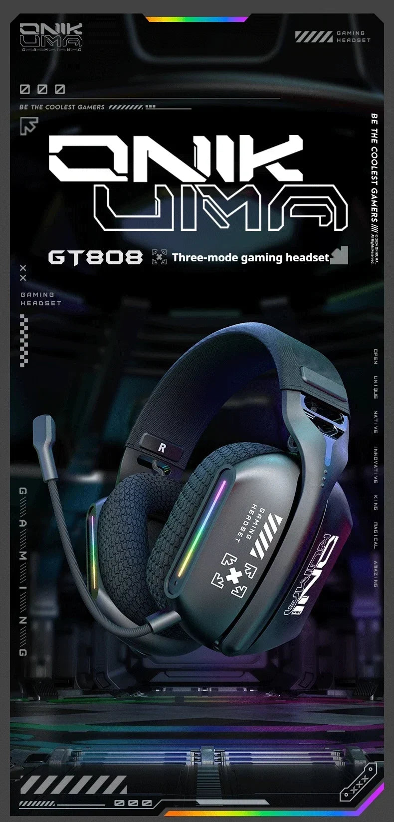 ONIKUMA | Wireless Gaming Headset with Bluetooth, 2.4G & Wired Connectivity