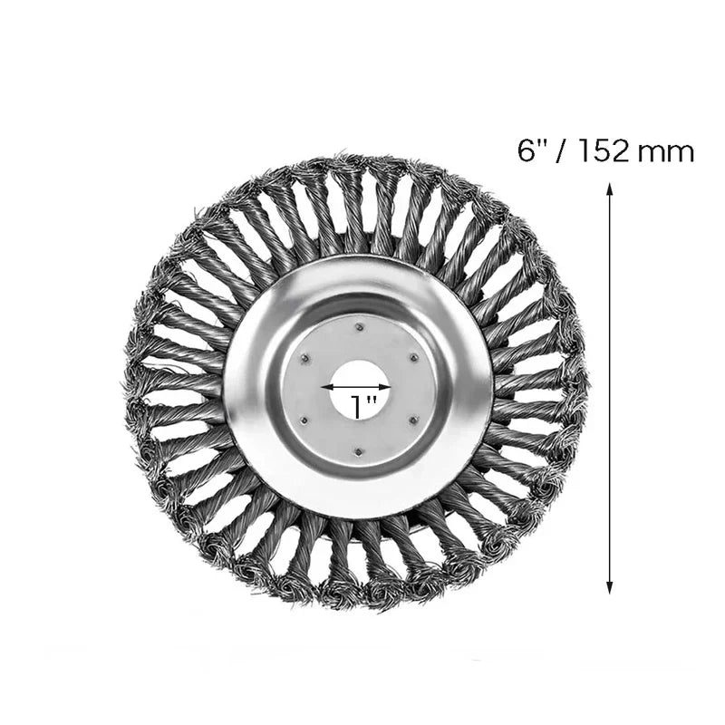 Universal Steel Wire Brush Trimmer Head - 6/8 Inch Lawn and Garden Brush Tool for Effective Grass Care