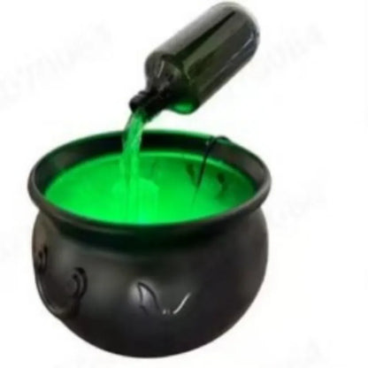Halloween Witch Cauldron Fog Machine with Green LED Lighting for Haunted House Decorations