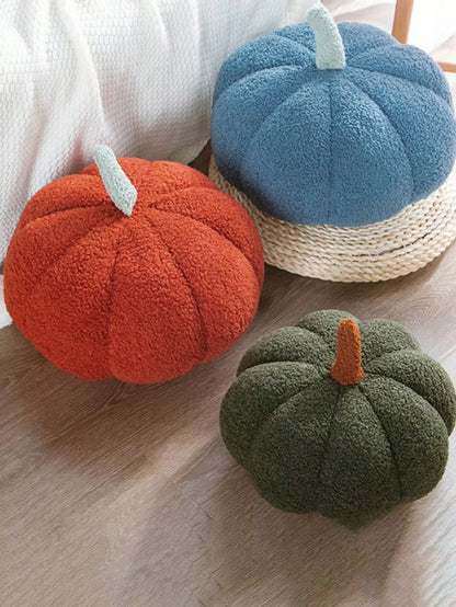 Halloween Plush Pumpkin Throw Pillow – Soft Sherpa and Boucle Cushion for Cozy Fall Decor, Kids and Babies