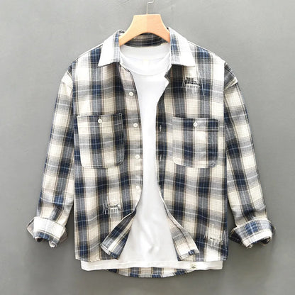 Dan Plaid Shirt with Dual Pockets and Relaxed Fit for Casual Wear