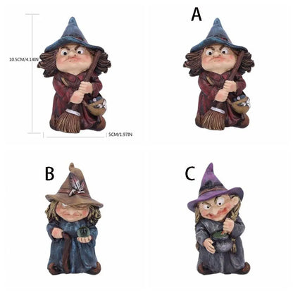 Waterproof Resin Witch Statue for Halloween Decor – Indoor & Outdoor Garden Gnome Figurine, 2026 Gift Idea