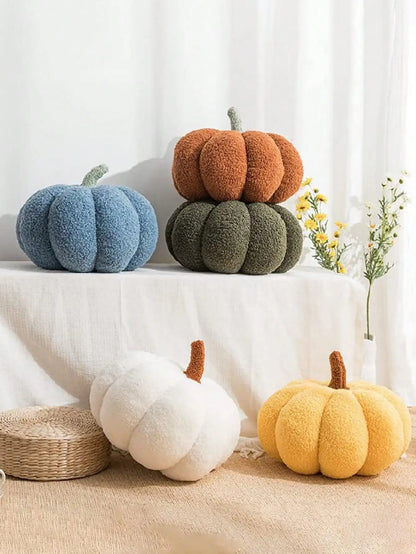 Halloween Plush Pumpkin Throw Pillow – Soft Sherpa and Boucle Cushion for Cozy Fall Decor, Kids and Babies