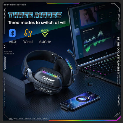 ONIKUMA | Wireless Gaming Headset with Bluetooth, 2.4G & Wired Connectivity