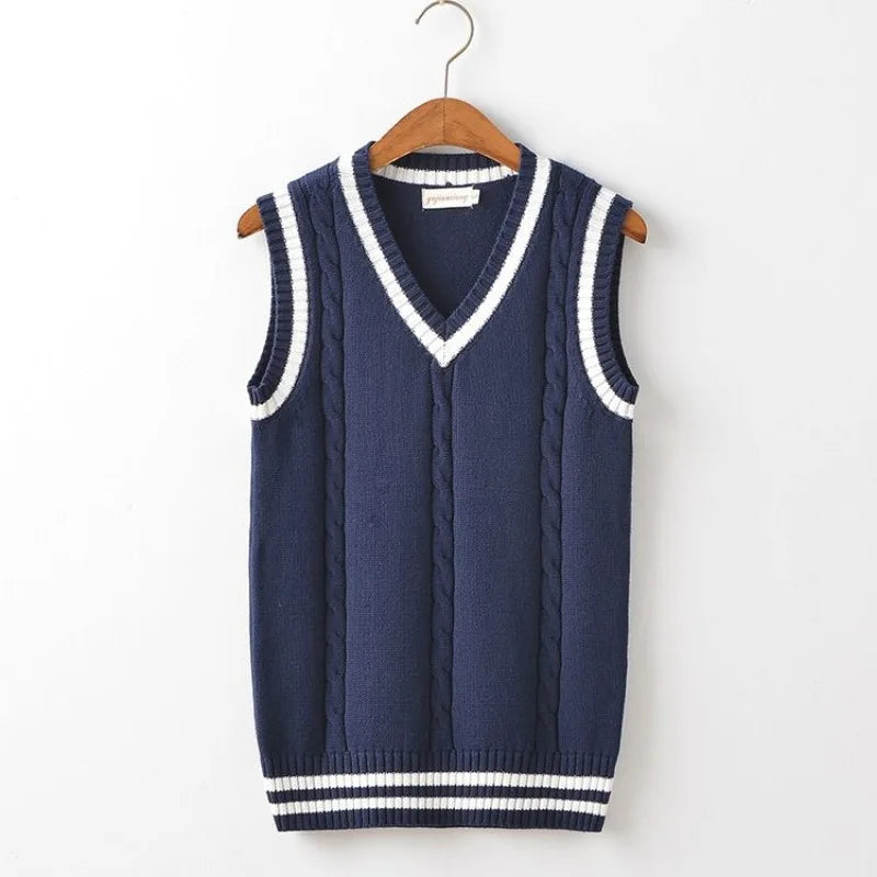 V-Neck Knit Vest for Layering and Warmth