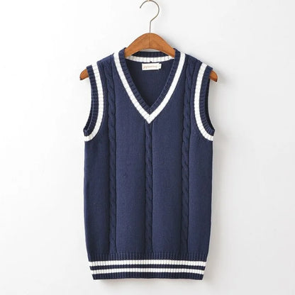 V-Neck Knit Vest for Layering and Warmth