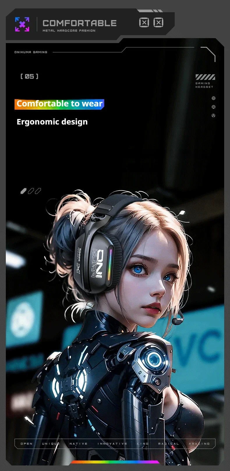 ONIKUMA | Wireless Gaming Headset with Bluetooth, 2.4G & Wired Connectivity