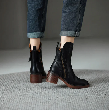 Grazia Premium Leather Ankle Booties – Elegant and Comfortable Footwear