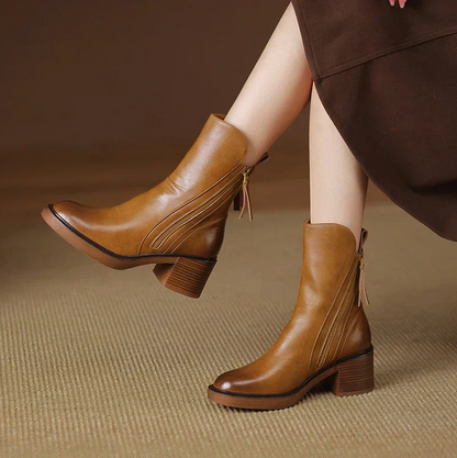 Grazia Premium Leather Ankle Booties – Elegant and Comfortable Footwear