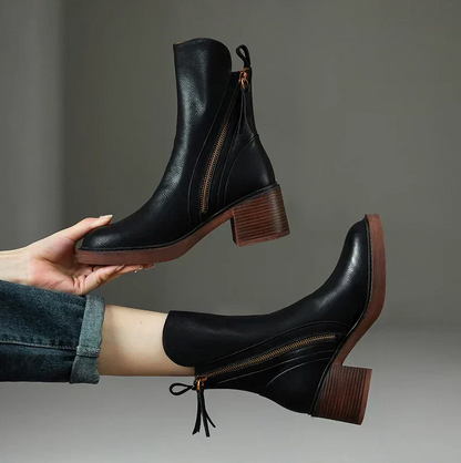 Grazia Premium Leather Ankle Booties – Elegant and Comfortable Footwear