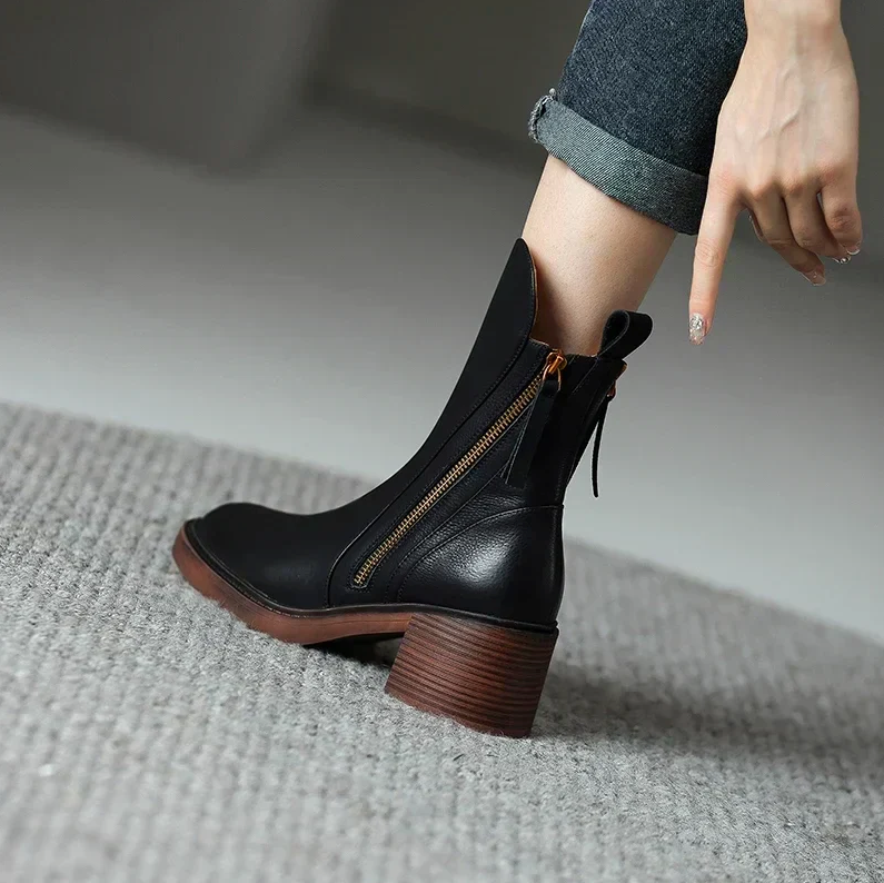 Grazia Premium Leather Ankle Booties – Elegant and Comfortable Footwear