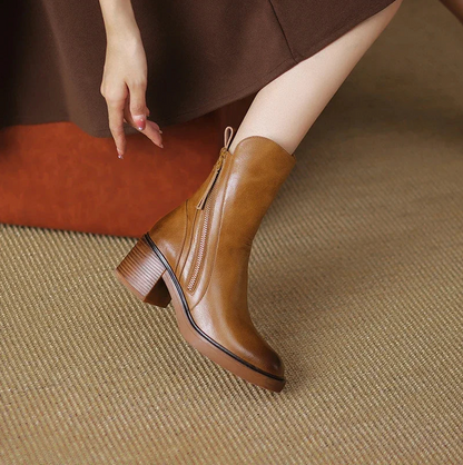 Grazia Premium Leather Ankle Booties – Elegant and Comfortable Footwear