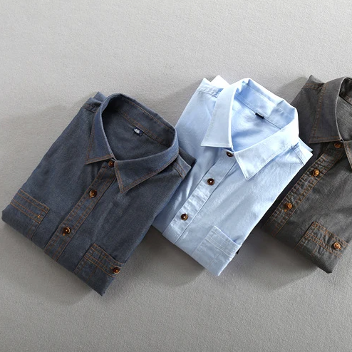 Nicolas Vintage Style Shirt with Dual Chest Pockets and Contrast Stitching