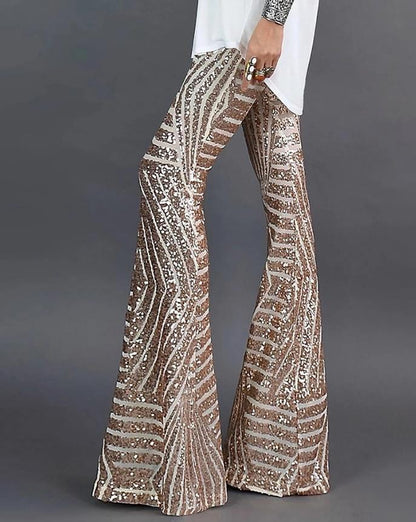 Women's Sequin Flare Pants High Rise Evening Wear – Celeste