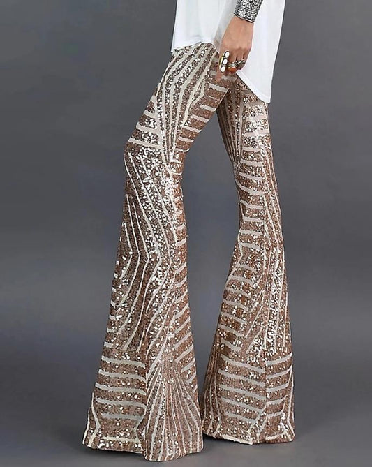 Women's Sequin Flare Pants High Rise Evening Wear – Celeste