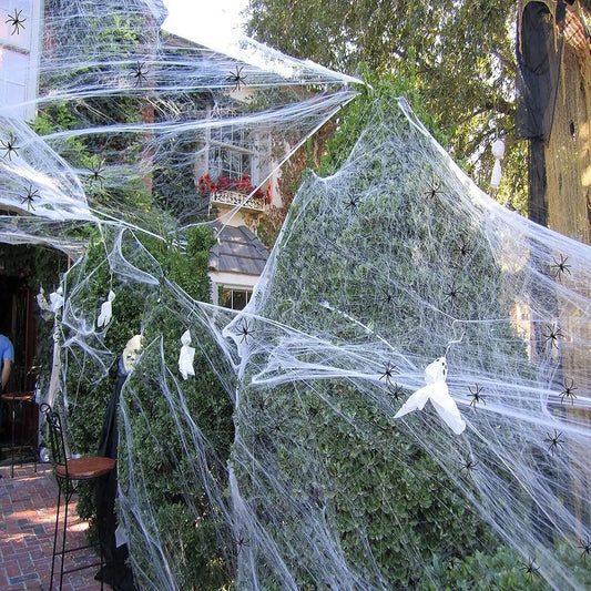 Halloween Spider Web Decoration with Realistic Spiders for Indoor and Outdoor Haunted House Display