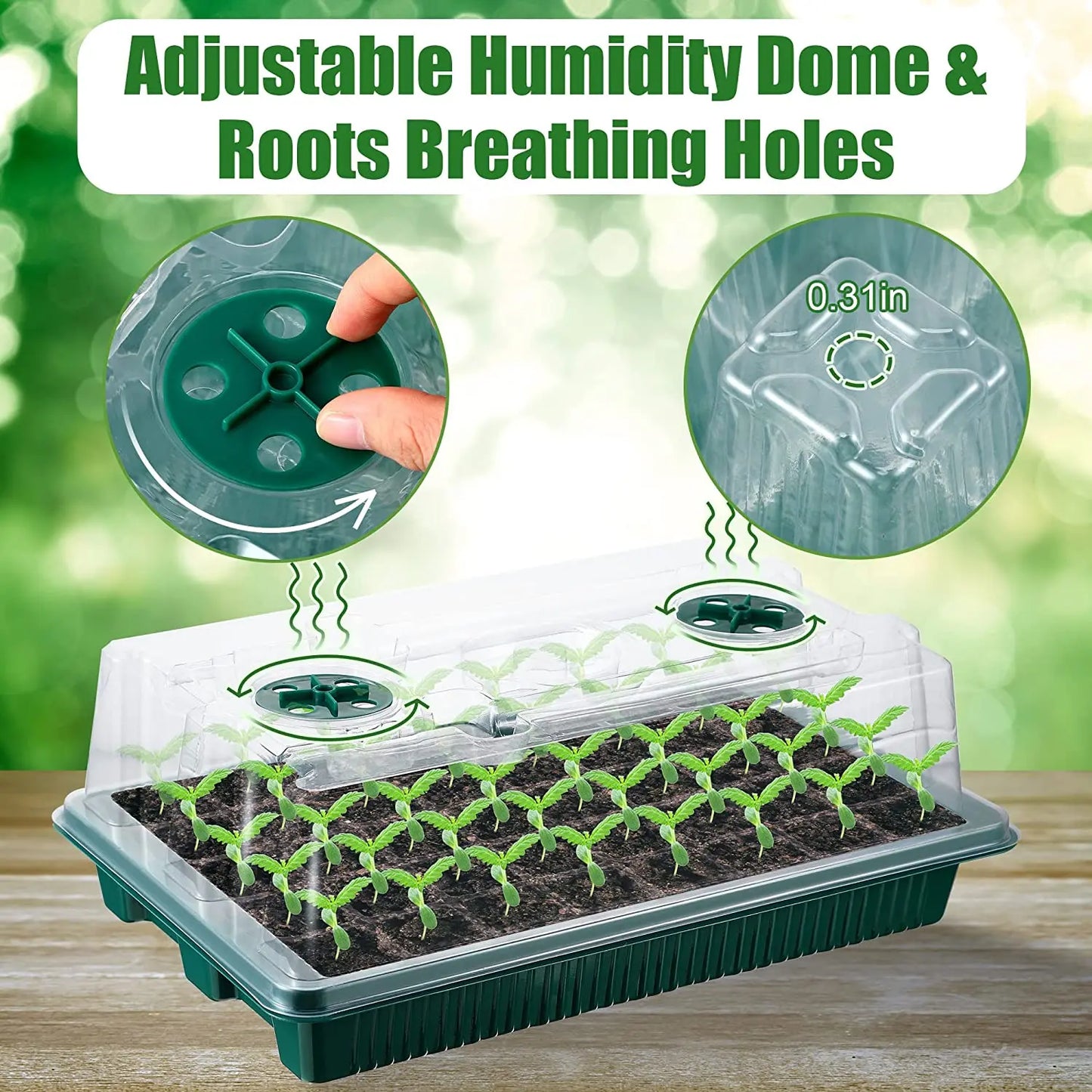 LED Grow Light Seed Starter Trays with High Dome - 80 Cell Seedling Kit, Smart Timer & Garden Tools for Home Gardening