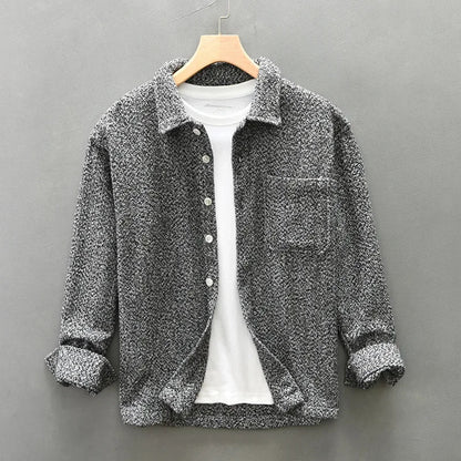 Alberto Knitted Boucle Button-Down Overshirt