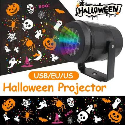 Outdoor Halloween LED Rotating Projector Lights for Spooky Silhouettes and Festive Ambiance