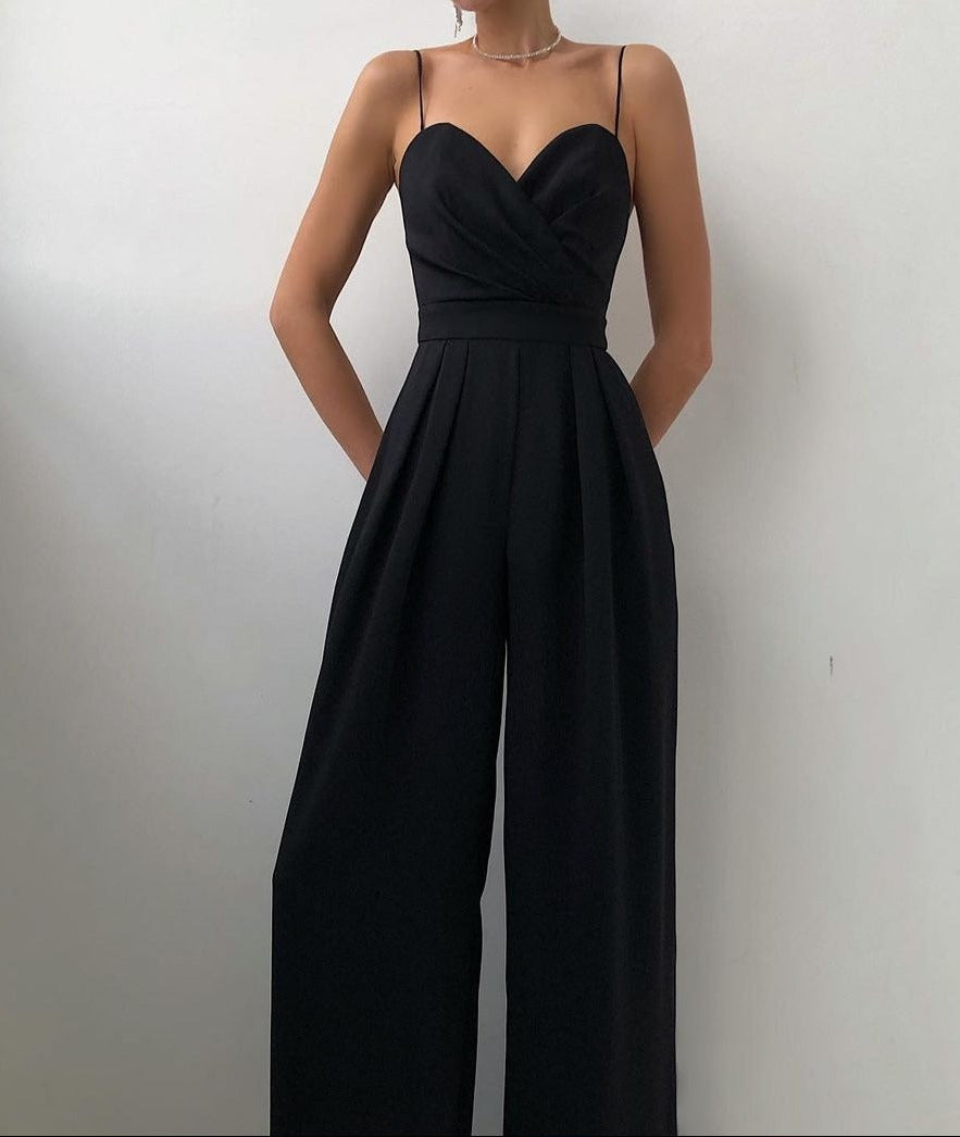 Combinaison chic à bretelles et jambes larges pour femmes, pour toutes occasions