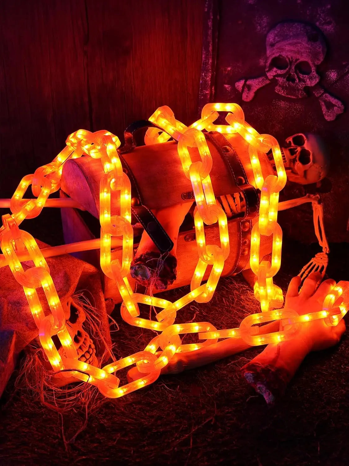 Halloween Solar-Powered Waterproof Outdoor Chain Lights with 8 Modes for Spooky Yard Decor