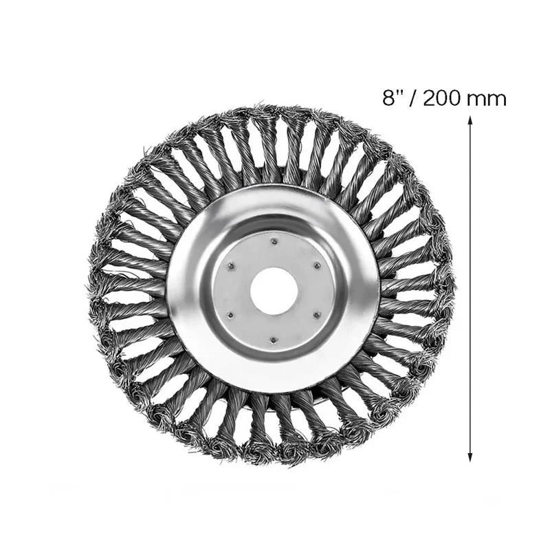 Universal Steel Wire Brush Trimmer Head - 6/8 Inch Lawn and Garden Brush Tool for Effective Grass Care