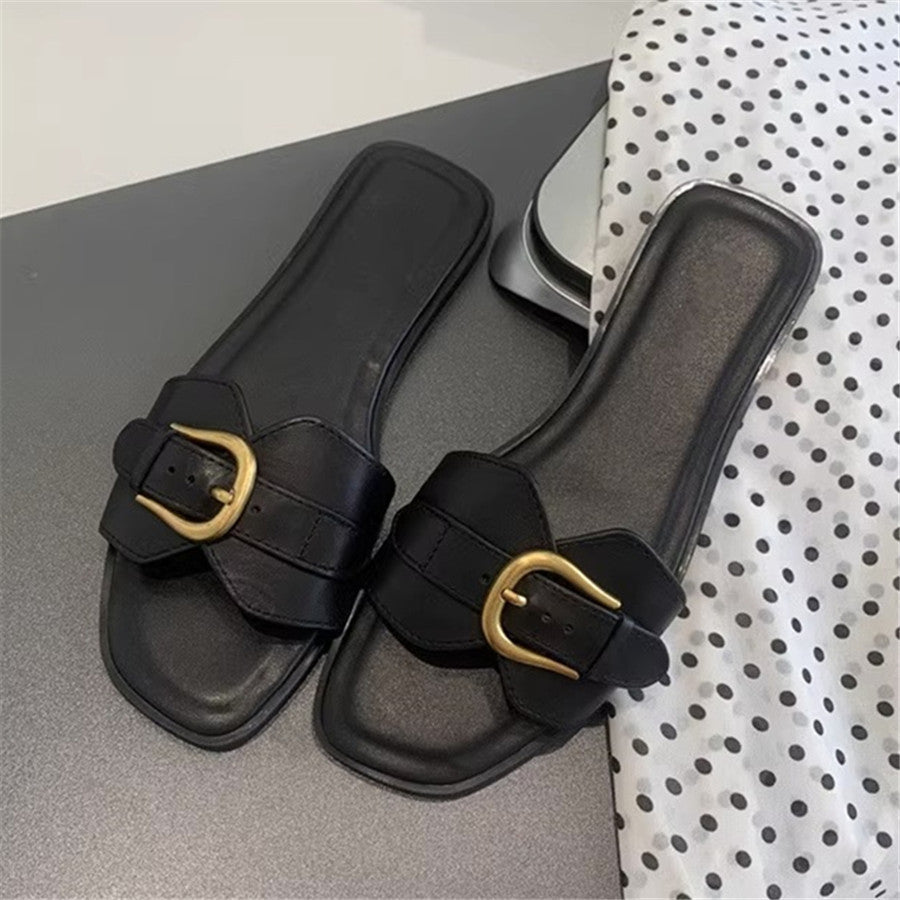 Erica Buckle Flat Sandals with Adjustable Strap – Stylish Comfortable Footwear