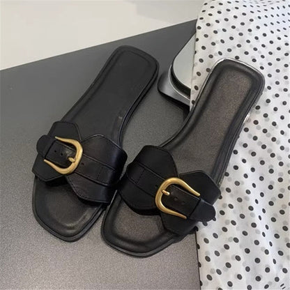 Erica Buckle Flat Sandals with Adjustable Strap – Stylish Comfortable Footwear