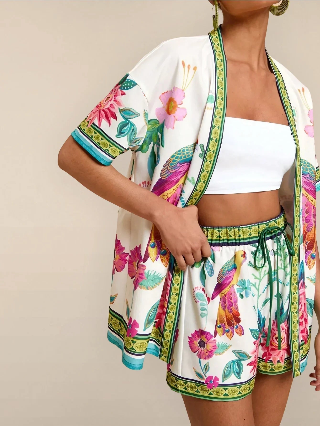 Secret Garden Casual Shorts Set Lightweight Vacation Wear