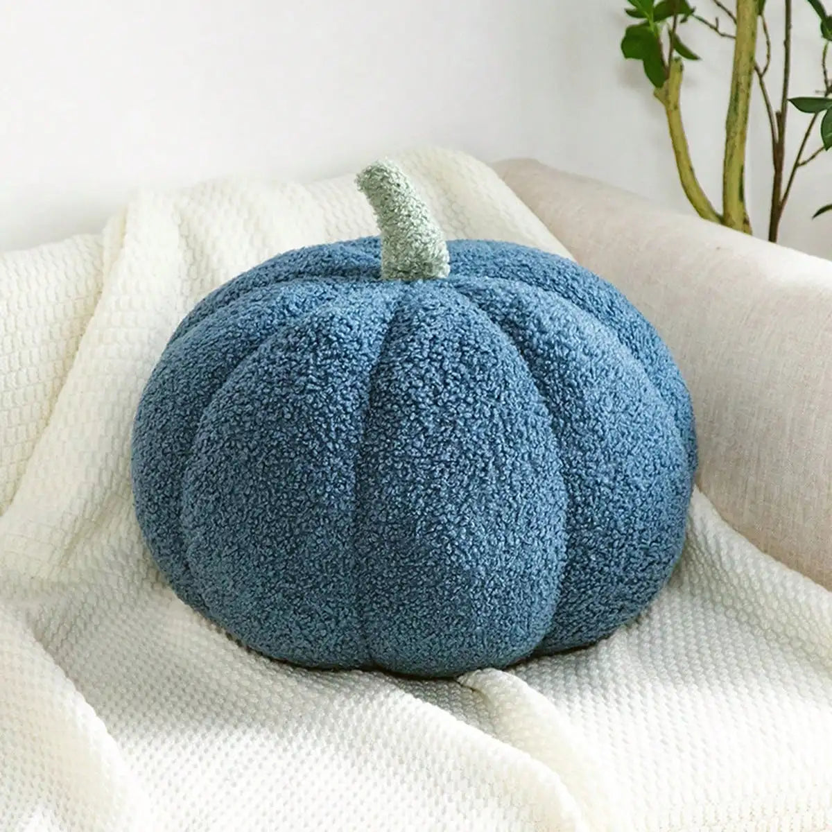 Halloween Plush Pumpkin Throw Pillow – Soft Sherpa and Boucle Cushion for Cozy Fall Decor, Kids and Babies