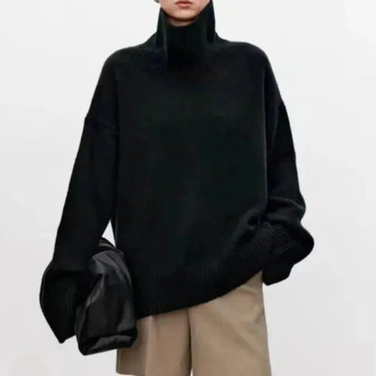 Women's Oversized Knit Turtleneck Ribbed Soft Blend – Elara