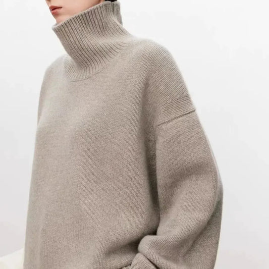 Women's Oversized Knit Turtleneck Ribbed Soft Blend – Elara