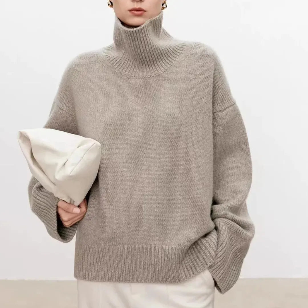 Women's Oversized Knit Turtleneck Ribbed Soft Blend – Elara