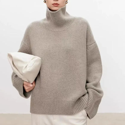 Women's Oversized Knit Turtleneck Ribbed Soft Blend – Elara