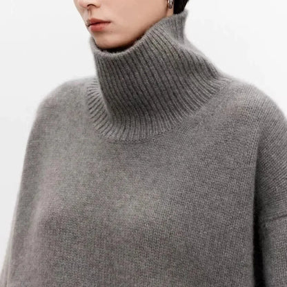 Women's Oversized Knit Turtleneck Ribbed Soft Blend – Elara