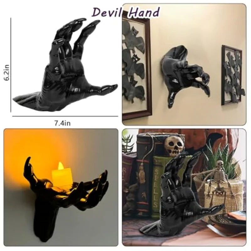 Life-Size Creepy Wall-Mounted Candle Holders for Halloween Decor and Spooky Home Accents