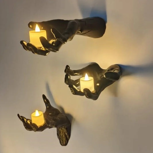Life-Size Creepy Wall-Mounted Candle Holders for Halloween Decor and Spooky Home Accents