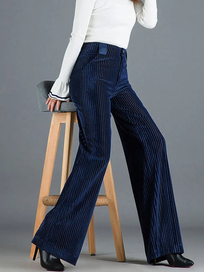 Pantalon évasé en velours chic pour femmes - Coupe flatteuse, couleurs polyvalentes et confort ultime