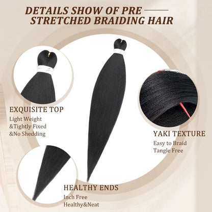 Ombre Purple Yaki Texture Pre-Stretched Braids Hair Extensions for Halloween Costumes and Creative Styles