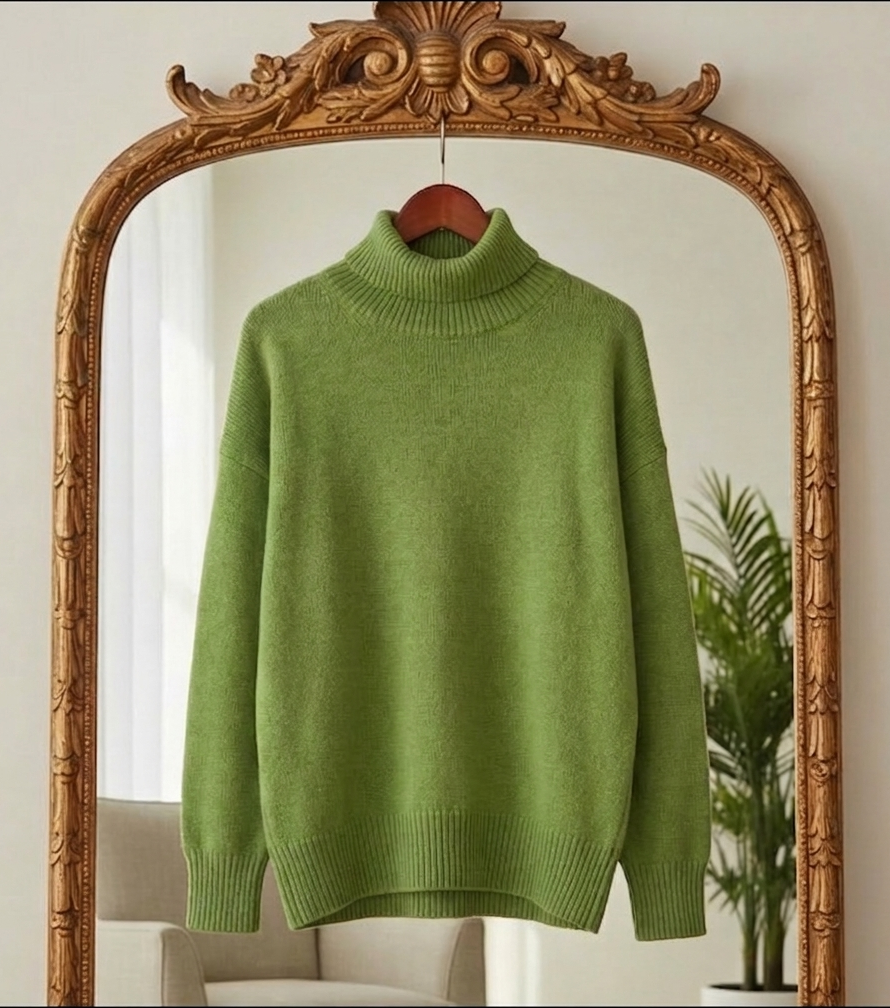 Women's Turtleneck Sweater Oversized Cotton Blend Warm Fit – Elara